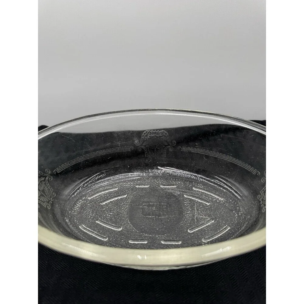 Vintage Etched Clear USA Glasbake  235 Bowl Tab Handles